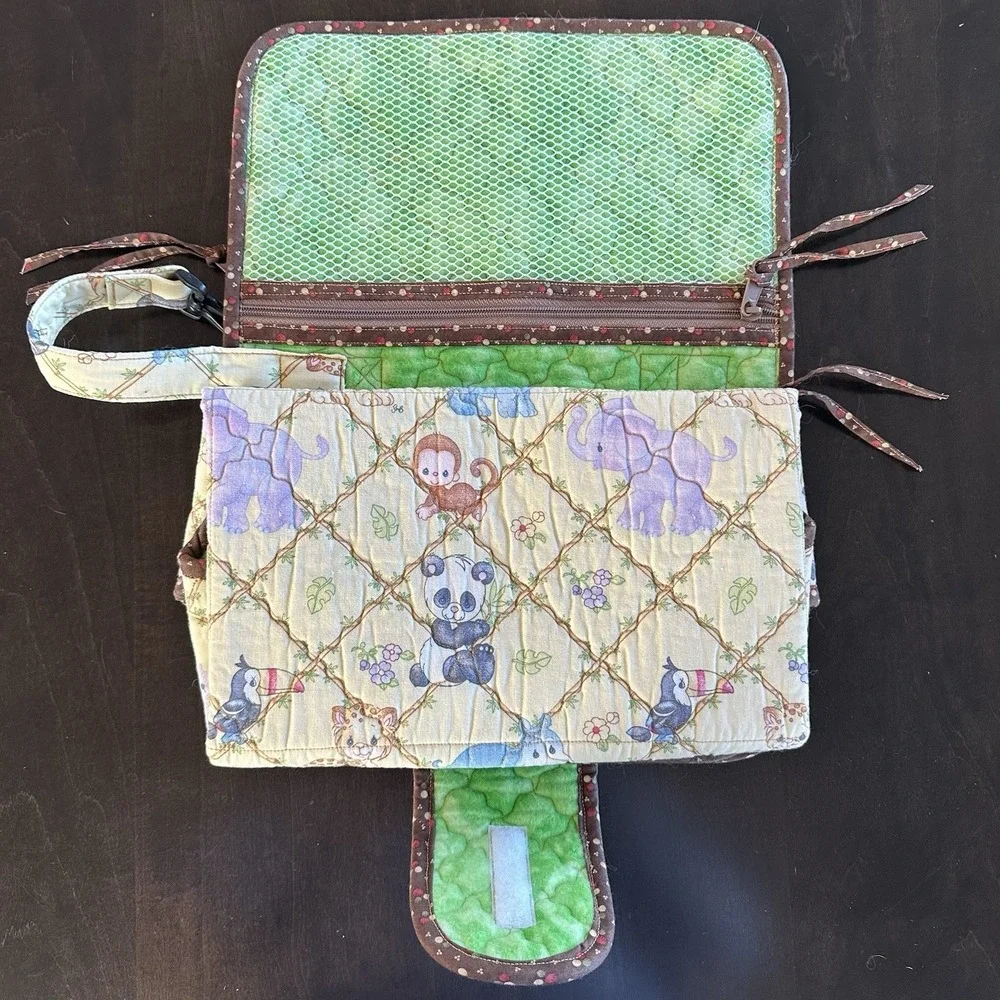 Handmade Travel Diaper Changing Pad Bag Precious Moments Baby Jungle Animals